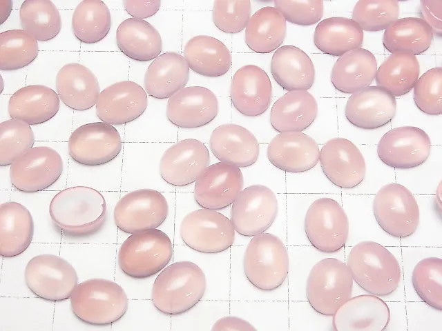 Hochwertiger rosa-lila Chalcedon AAA Oval Cabochon 10x8mm 5 Stück