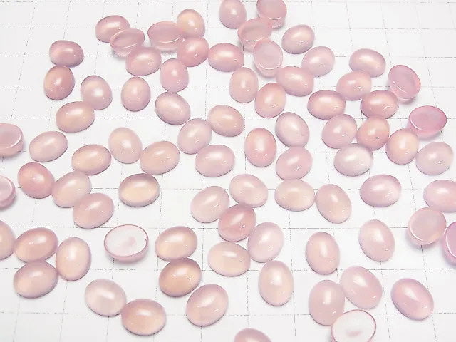 Hochwertiger rosa-lila Chalcedon AAA Oval Cabochon 10x8mm 5 Stück