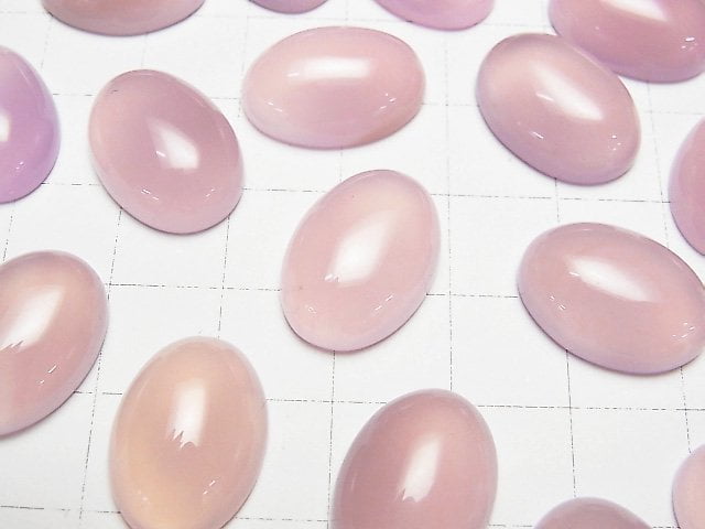 Hochwertiger rosa-lila Chalcedon AAA ovaler Cabochon 18x13mm 3 Stück