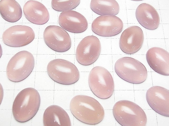 Hochwertiger rosa-lila Chalcedon AAA ovaler Cabochon 18x13mm 3 Stück