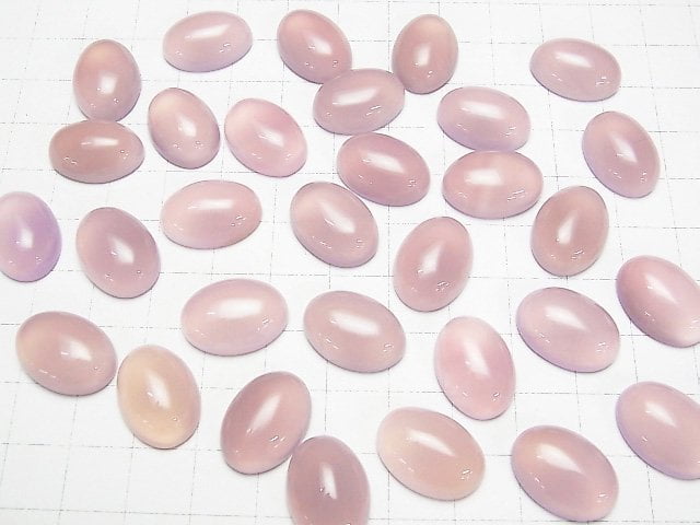 Hochwertiger rosa-lila Chalcedon AAA ovaler Cabochon 18x13mm 3 Stück