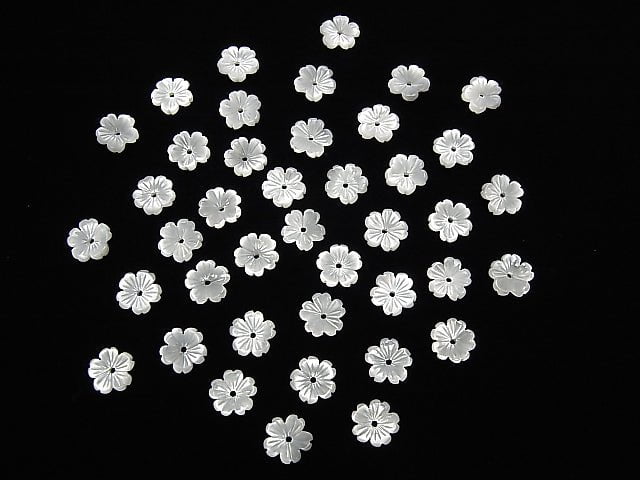 Hochwertige weiße Muschel AAA Blume 8mm Mittelbohrung 4 Stück