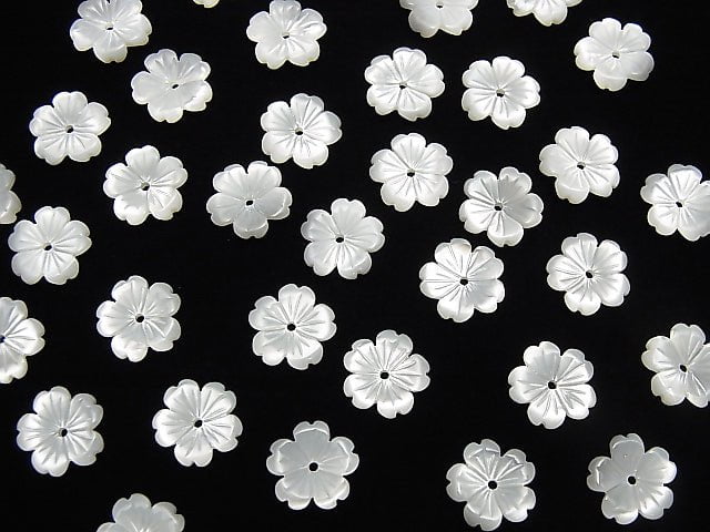 Hochwertige weiße Muschel AAA Blume 10mm Mittelbohrung 3 Stück
