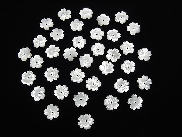 Hochwertige weiße Muschel AAA Blume 10mm Mittelbohrung 3 Stück