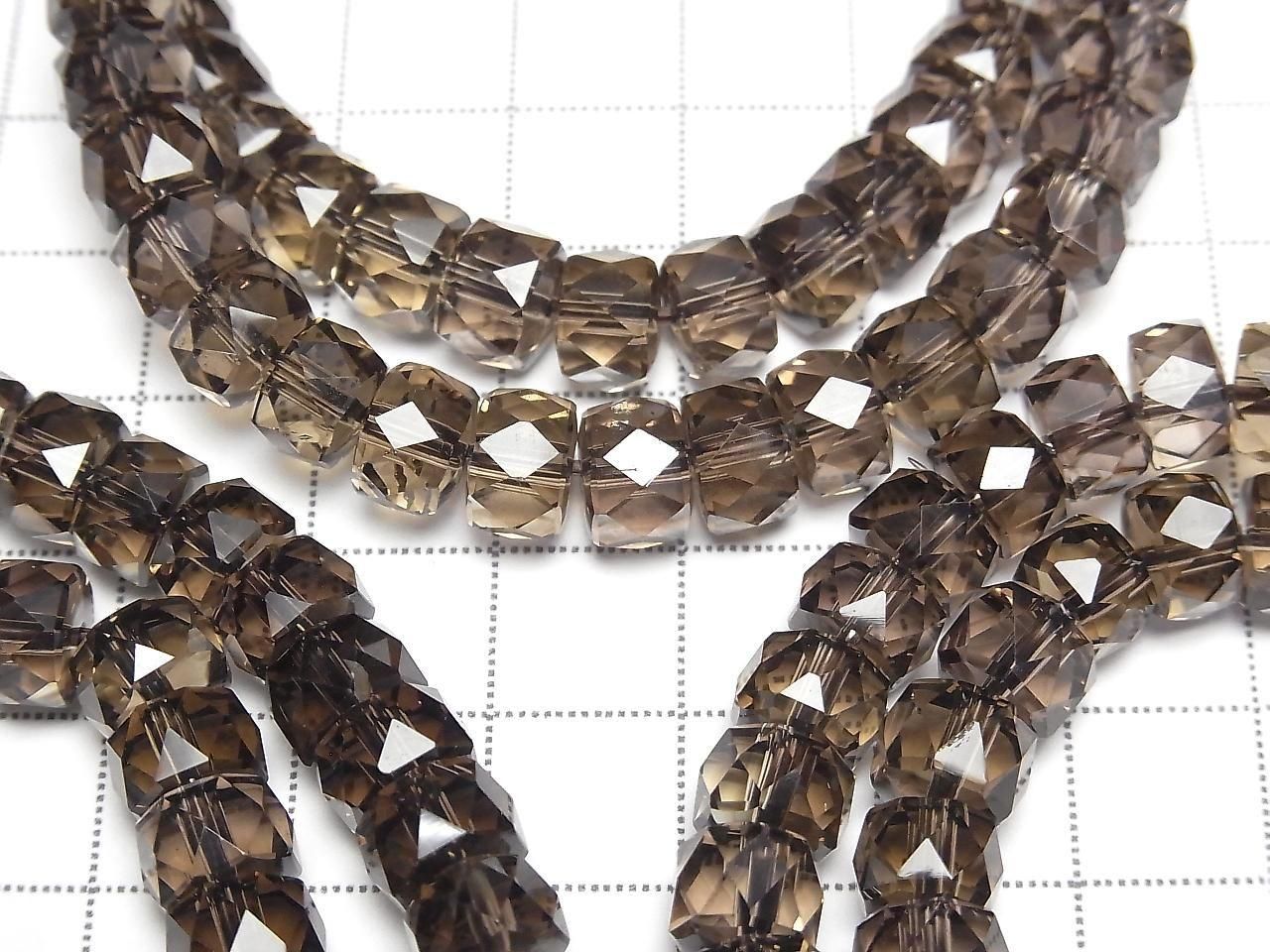 Haute qualité ! Bracelet en quartz fumé AAA facetté, forme bouton, rondelle, 8x8x5mm