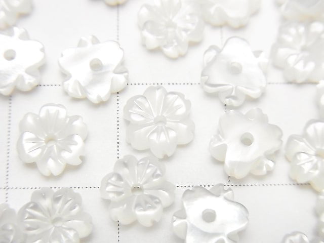 Hochwertige weiße Muschel AAA Blume 6mm Zentrum Loch 4 Stück