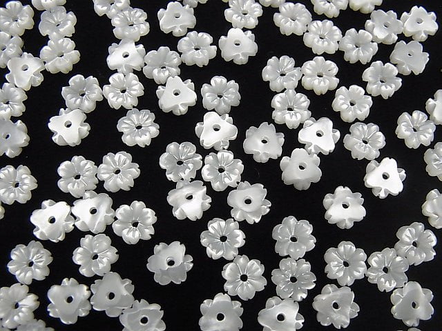 Hochwertige weiße Muschel AAA Blume 6mm Zentrum Loch 4 Stück