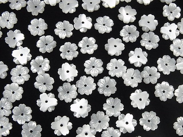 Hochwertige weiße Muschel AAA Blume 8mm Mittelbohrung 4 Stück