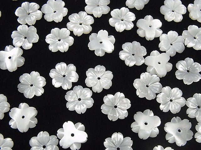 Hochwertige weiße Muschel AAA Blume 10mm Zentrum Loch 3 Stück