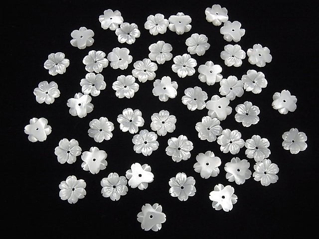 Hochwertige weiße Muschel AAA Blume 10mm Zentrum Loch 3 Stück