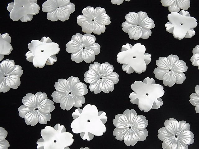 Hochwertige weiße Muschel AAA Blume 15mm Zentrum Loch 2 Stück