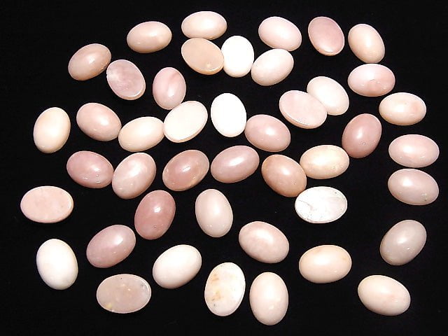 Rosa Opal AA+ Oval Cabochon 14x10mm 2 Stück