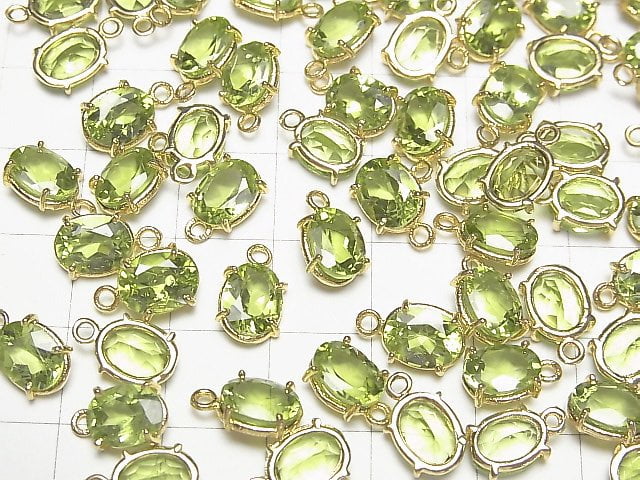 High Quality Peridot AAA Bezel Setting Oval Faceted 8x6mm 18KGP 1pc