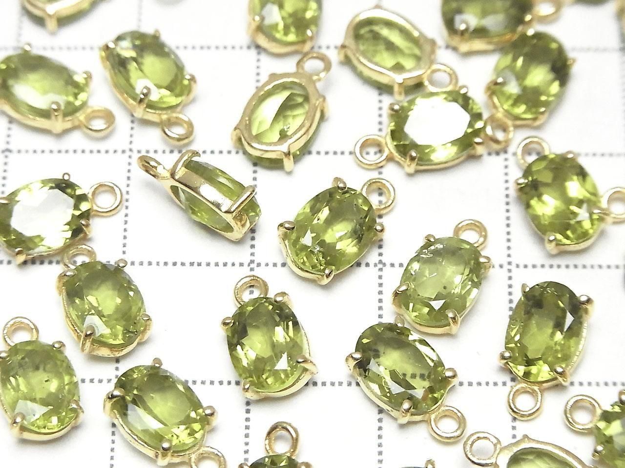 High Quality Peridot AAA Bezel Setting Oval Faceted 8x6mm 18KGP 1pc