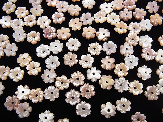 High Quality Pink Shell AAA Flower 6mm Center Hole 4pcs