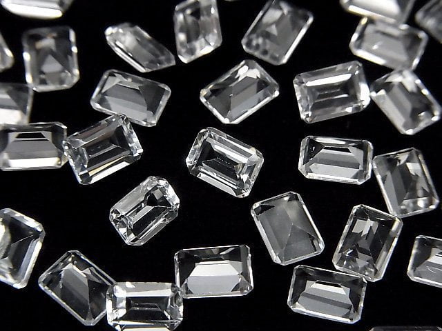 Hochwertiger Weißer Topas AAA unbohrt Rechteck facettiert 7x5mm 5Stücke