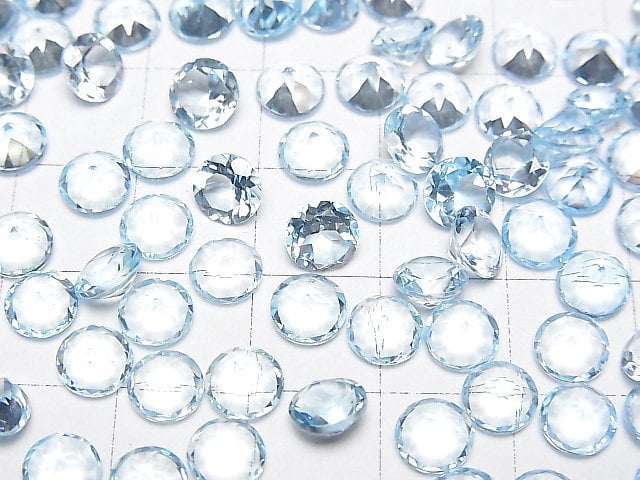 Hochwertiger Himmelblauer Topas AAA Lose Stein Rund facettiert 6x6mm 5 Stück