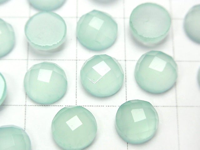 Meerblauer Chalcedon AAA runder facettierter Cabochon 8x8mm 3 Stück