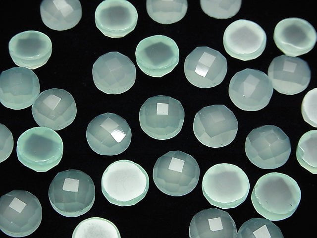 Meerblauer Chalcedon AAA runder facettierter Cabochon 8x8mm 3 Stück
