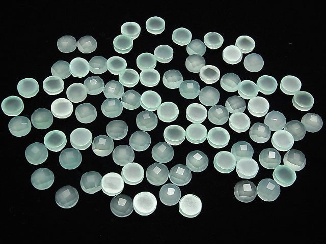 Meerblauer Chalcedon AAA runder facettierter Cabochon 8x8mm 3 Stück