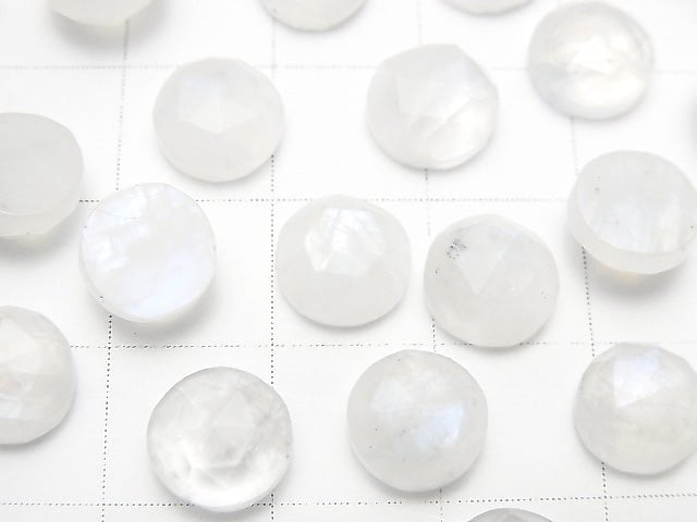 Hochwertiger Regenbogen-Mondstein AA++ Rund Rosen-Schliff 8x8mm 3 Stück