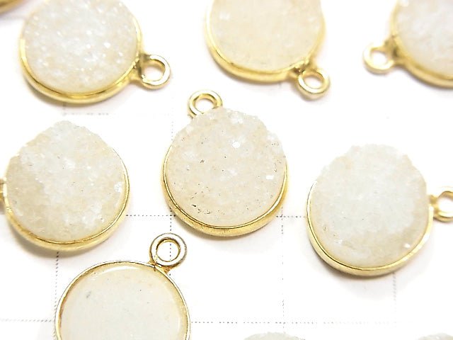 Druzy Achat Fassung Rund 11x11mm 18KGP 2 Stück