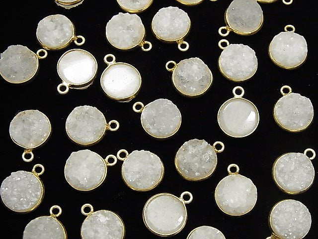 Druzy Achat Fassung Rund 11x11mm 18KGP 2 Stück