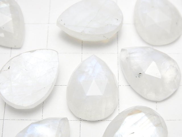 Hochwertiger Regenbogen-Mondstein AA++ Birnenform Rosen-Schliff 18x13mm 1 Stück
