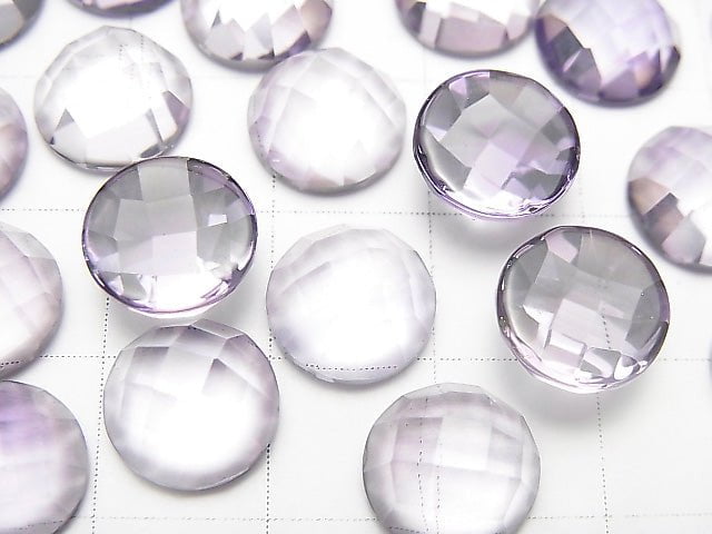 Hochwertiger rosa Amethyst AAA Rund facettierter Cabochon 10x10mm 2 Stück