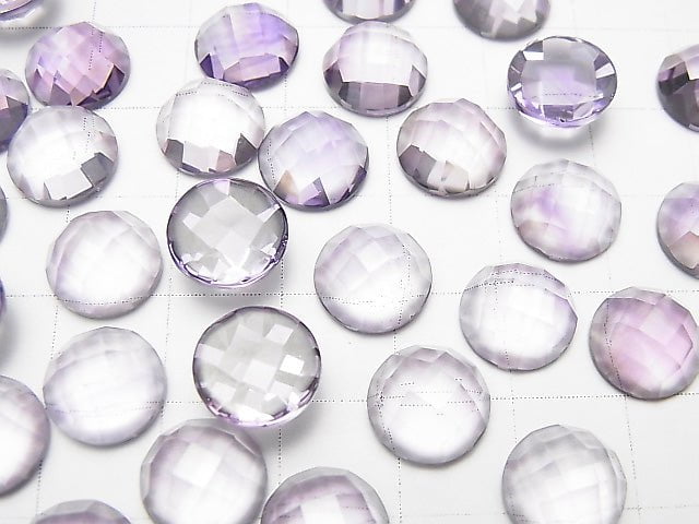 Hochwertiger rosa Amethyst AAA Rund facettierter Cabochon 10x10mm 2 Stück