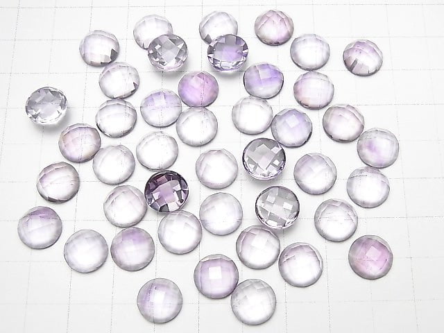 Hochwertiger rosa Amethyst AAA Rund facettierter Cabochon 10x10mm 2 Stück