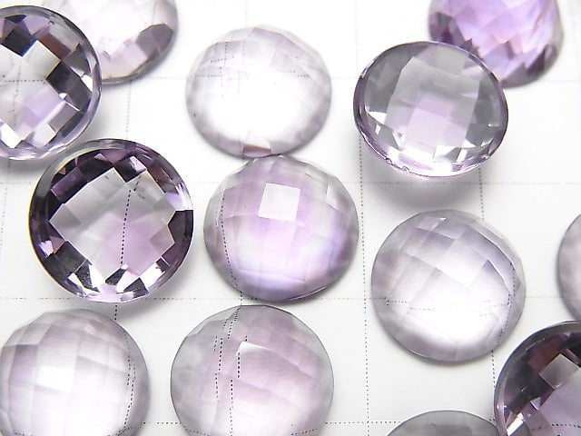 Hochwertiger rosa Amethyst AAA Rund facettierter Cabochon 12x12mm 1 Stück