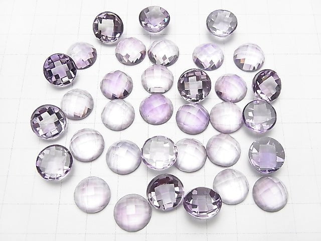 Hochwertiger rosa Amethyst AAA Rund facettierter Cabochon 12x12mm 1 Stück