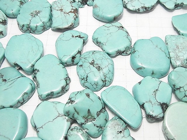 Magnesite Turquoise Slice Nugget Top Side Drilled Hole 1strand beads (aprx.14inch/35cm)