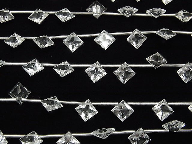 Hochwertiger weißer Topas AAA Diamant Princess Cut 8x8mm 1 Strang Perlen (8 Stück)