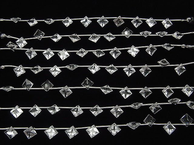 Hochwertiger weißer Topas AAA Diamant Princess Cut 8x8mm 1 Strang Perlen (8 Stück)
