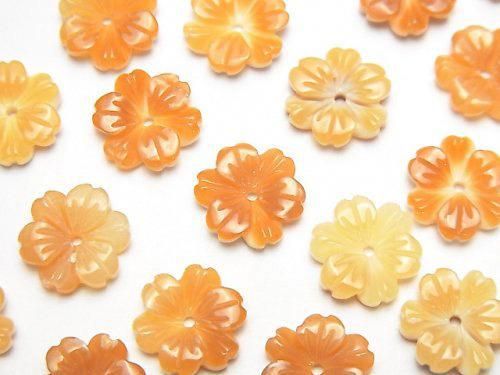 Coquillage Orange AAA Fleur Trou Central 10mm 3pcs