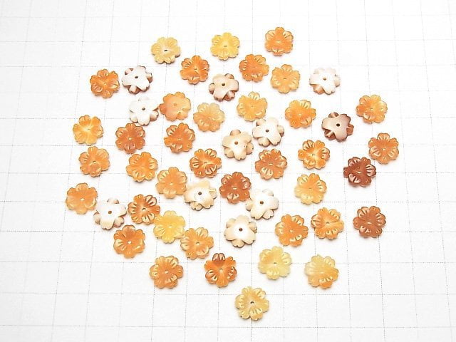 Orangene Muschel AAA Blume 10mm Mittelbohrung 3 Stück