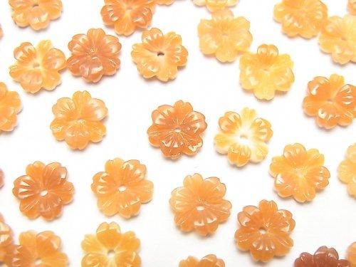 Coquille Orange Fleur AAA Trou Central 8mm 3pcs