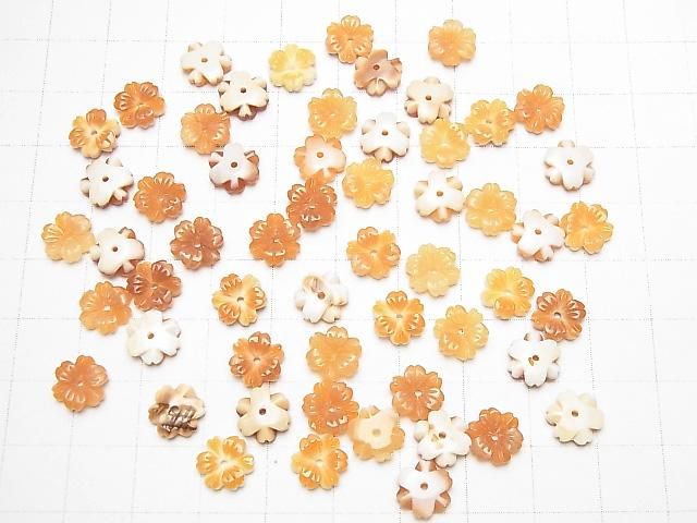 Coquille Orange Fleur AAA Trou Central 8mm 3pcs