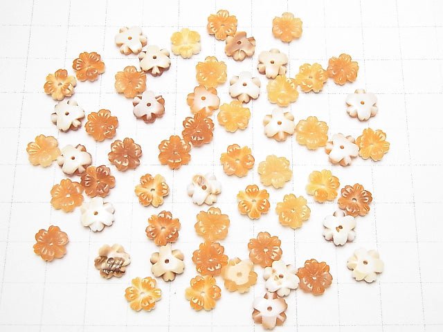 Orangene Muschel AAA Blume 8mm Mittelbohrung 3 Stück