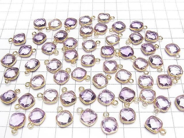 高品質粉色紫水晶 AAA 級 包鑲 方墊形切割 10x10mm 18KGP 1件
