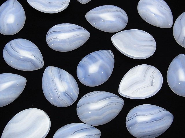 Blauer Spitzenachat AAA Birnenform Cabochon 25x18mm 2 Stück