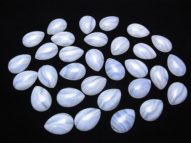 Blauer Spitzenachat AAA Birnenform Cabochon 25x18mm 2 Stück