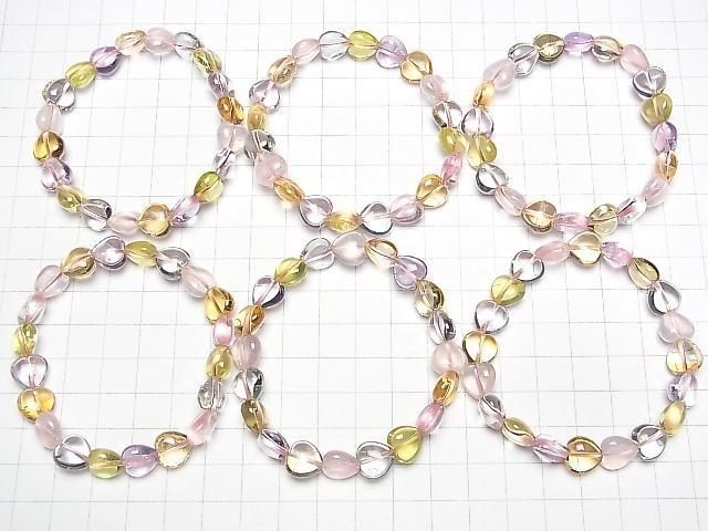 AAA級高品質混合石 - 垂直孔心形 10x10x6mm 1串珠子 (手鍊)