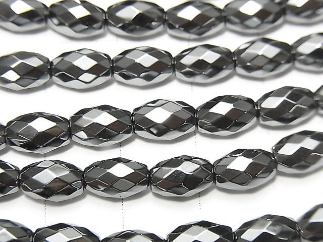 Hämatit facettierte Reis 8x5x5mm 1strang Perlen (ca. 15 Zoll / 38 cm)