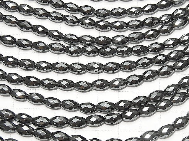 Hämatit facettierte Reis 8x5x5mm 1strang Perlen (ca. 15 Zoll / 38 cm)