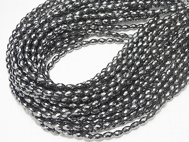 Hämatit facettierte Reis 8x5x5mm 1strang Perlen (ca. 15 Zoll / 38 cm)