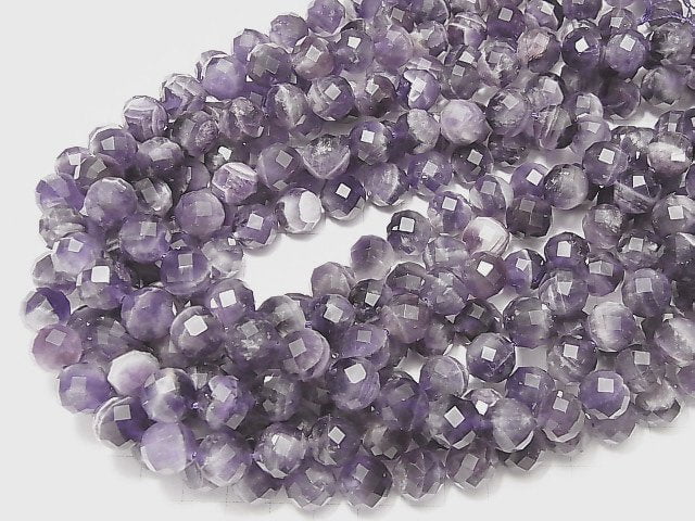 Hochwertig! Gestreifter Amethyst 64-facettierte Runde 12mm halb oder 1strang Perlen (ca. 14 Zoll / 35 cm)