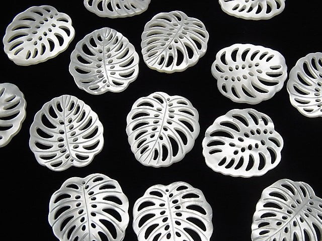 Hochwertiges weißes Muschel Wasserzeichen Blatt 25x23mm 1 Stück